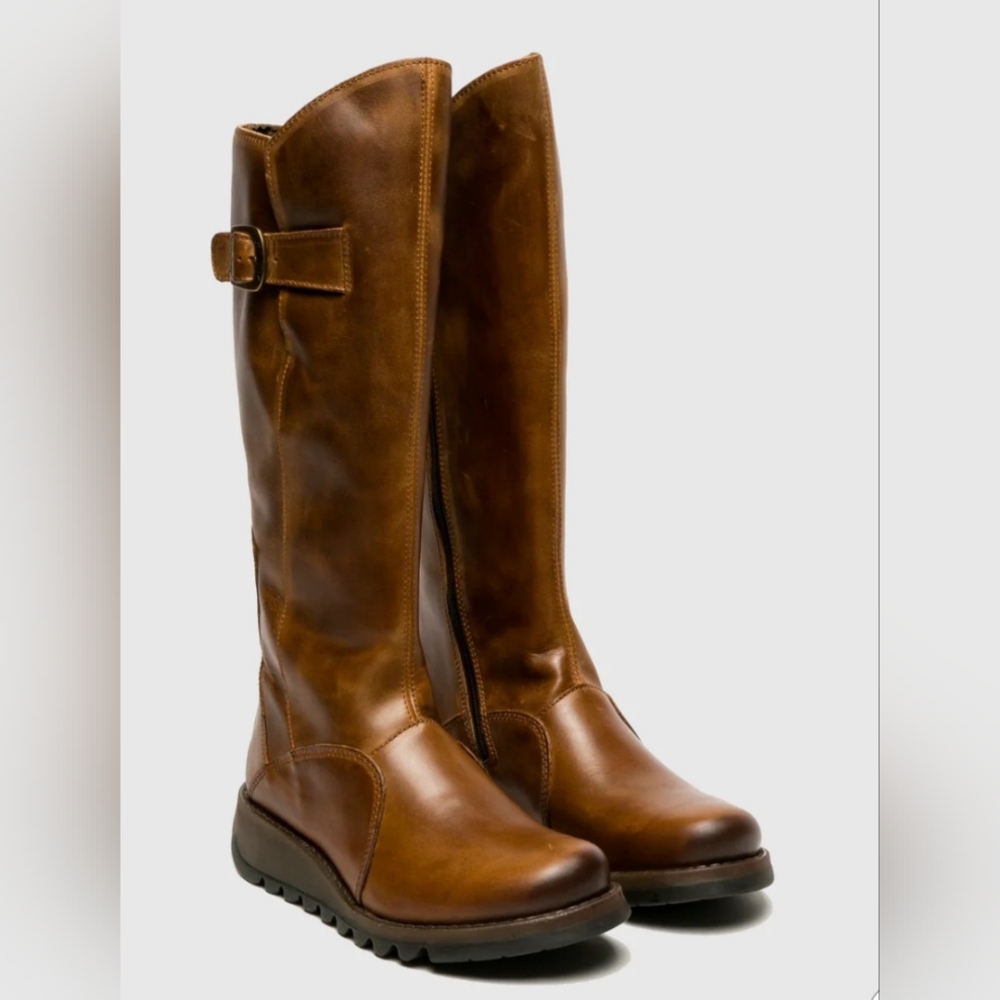 Fly London Women’s Tall Leather Moto Boots - Brown